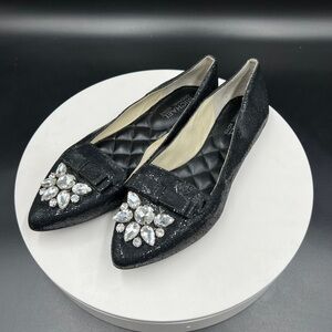 MICHAEL KORS Black Flats with Rhinestones